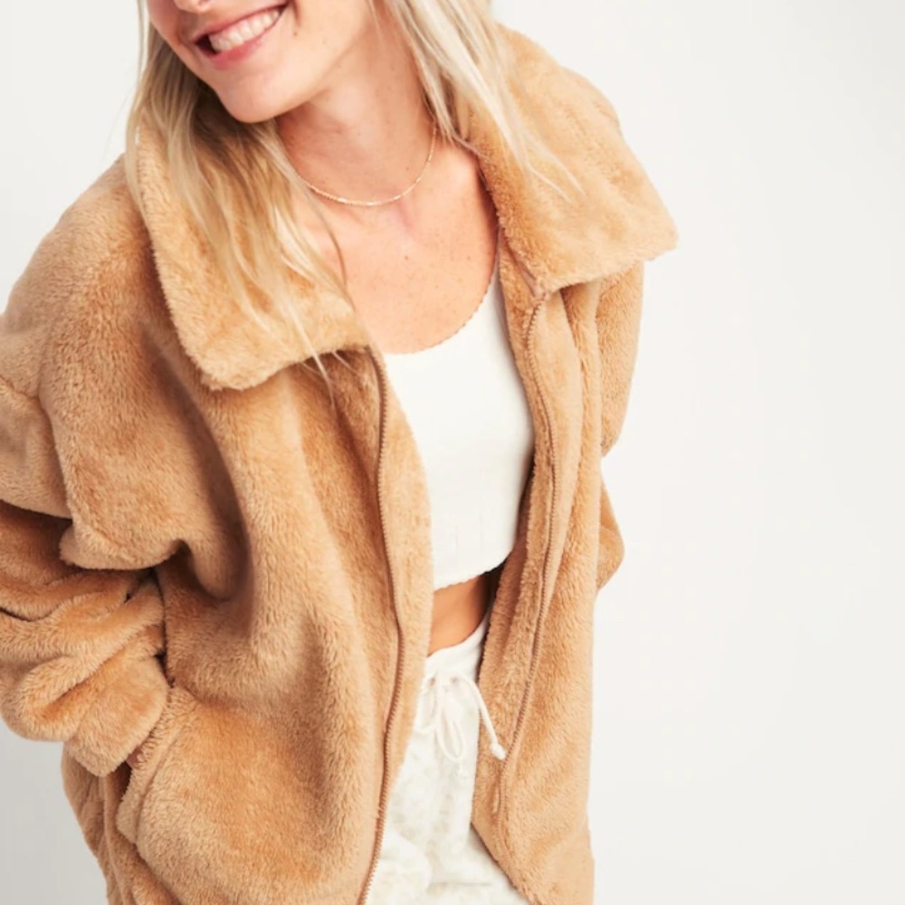 Old navy oversized teddy Sherpa zip up